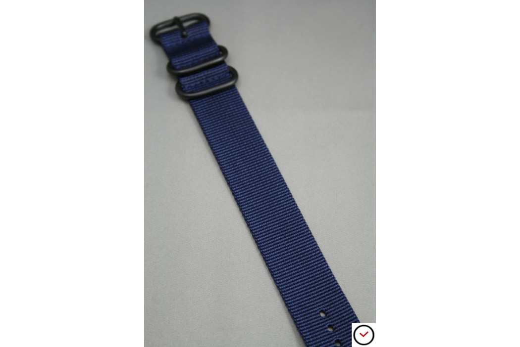 Bracelet nylon ZULU Bleu Nuit, boucle PVD (noire)