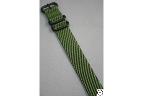 Bracelet nylon ZULU Vert Kaki (Militaire), boucle PVD (noire)