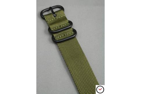 Bracelet nylon ZULU Vert Olive, boucle PVD (noire)