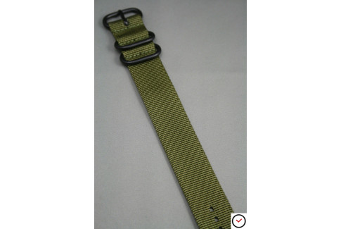 Olive Green ZULU nylon strap, PVD buckle and loops (black)