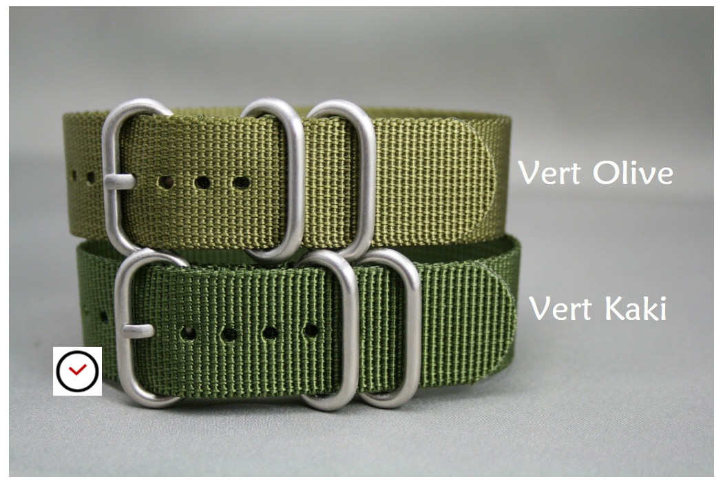 Olive Green ZULU nylon strap, PVD buckle and loops (black)