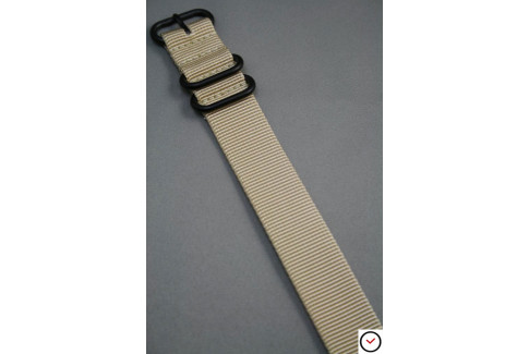 Bracelet nylon ZULU Beige Sable, boucle PVD (noire)