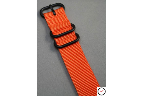 Bracelet nylon ZULU Orange, boucle PVD (noire)