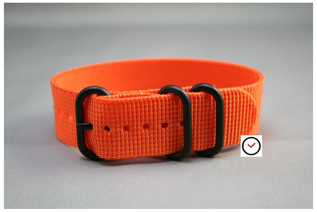 Bracelet nylon ZULU Orange, boucle PVD (noire)