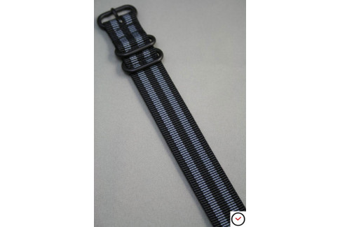 Craig Bond ZULU nylon strap - Black Grey, PVD buckle and loops (black)