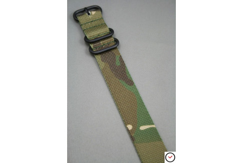 Camouflage ZULU nylon strap, PVD buckle and loops (black)