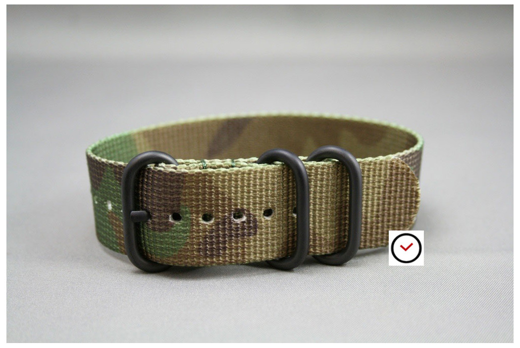 Bracelet nylon ZULU Camouflage , boucle PVD (noire)