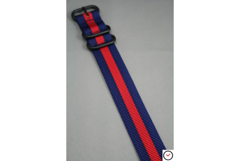 Navy Blue Red ZULU nylon strap, PVD buckle and loops (black)