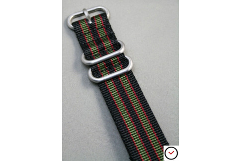 Bracelet nylon NATO ZULU Bond Original (Noir Vert-Kaki Rouge)