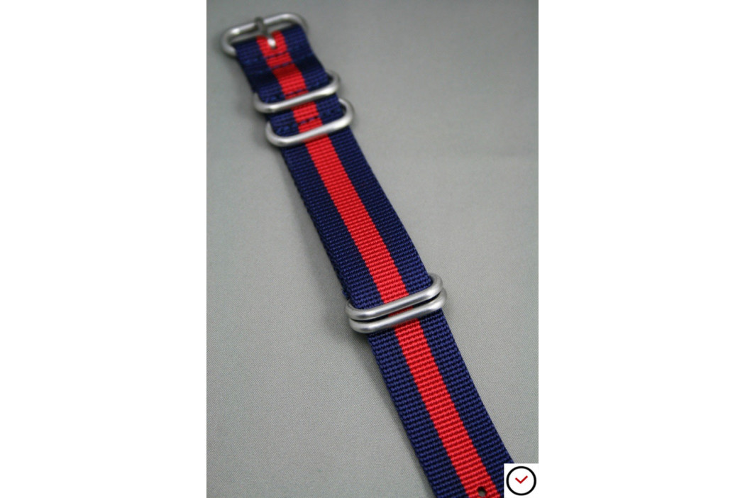 Bracelet nylon NATO ZULU Bleu Navy Rouge
