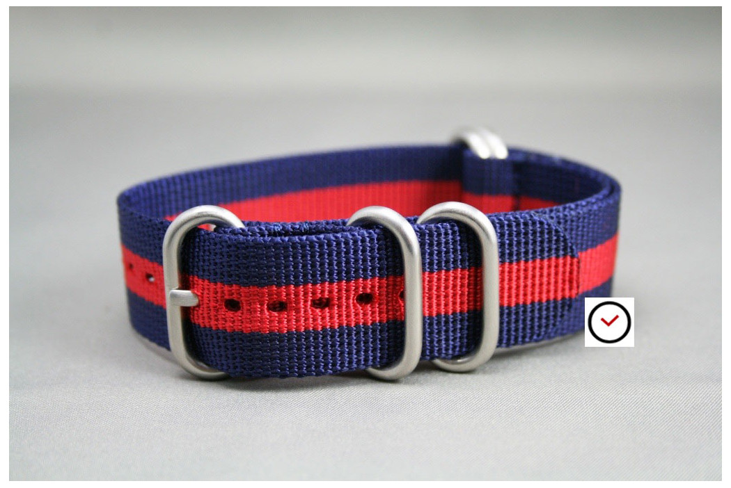 Navy Blue Red NATO ZULU nylon strap (highly resistant fabric)