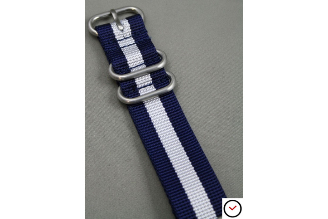 Bracelet nylon NATO ZULU Bleu Navy Blanc