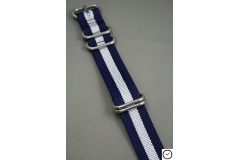 Navy Blue White NATO ZULU nylon strap (highly resistant fabric)
