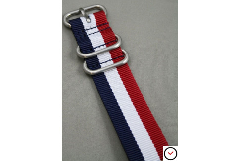 Blue White Red (French flag) NATO ZULU nylon strap (highly resistant fabric)