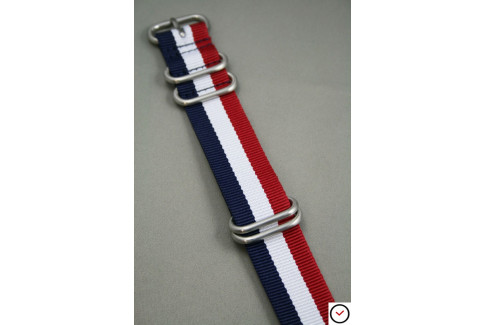 Blue White Red (French flag) NATO ZULU nylon strap (highly resistant fabric)