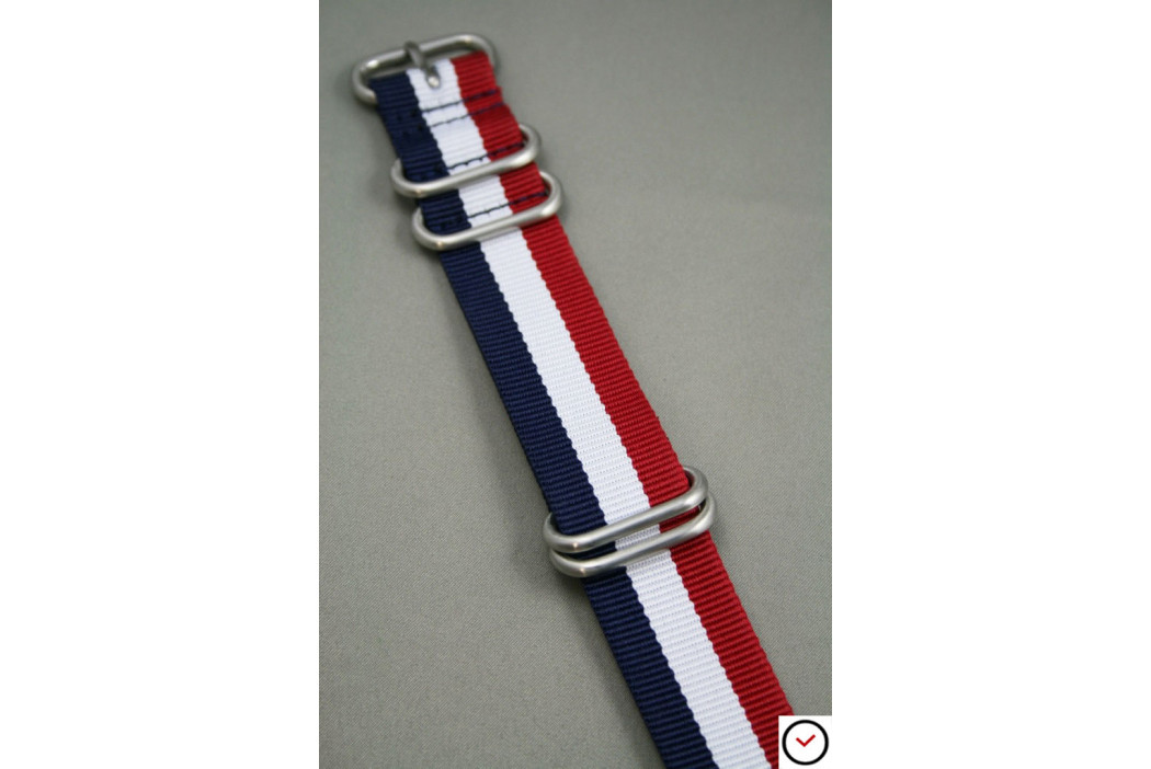 Bracelet nylon NATO ZULU Tricolore Bleu Blanc Rouge