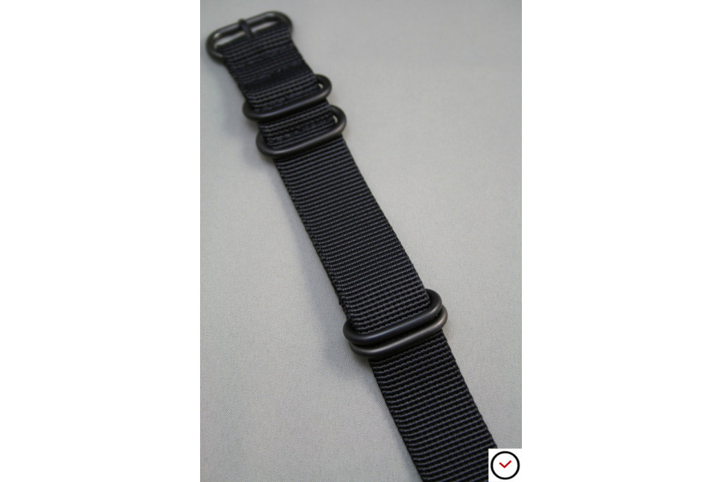 Black NATO ZULU nylon strap, PVD buckle and loops (black)