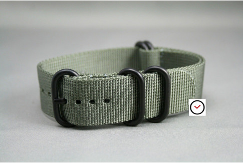 Green Grey NATO ZULU nylon strap, PVD buckle and loops (black)