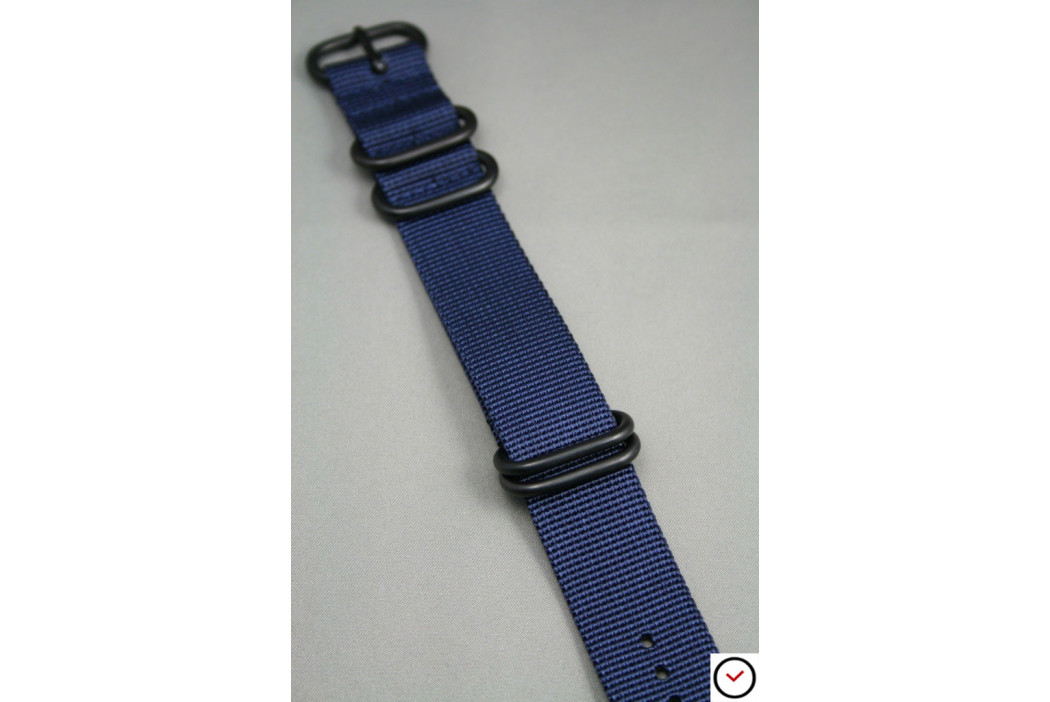 Bracelet nylon NATO ZULU Bleu Nuit, boucle PVD (noire)