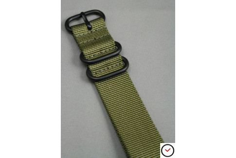 Olive Green NATO ZULU nylon strap, PVD buckle and loops (black)