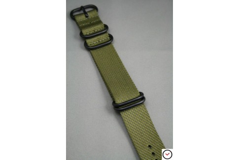 Olive Green NATO ZULU nylon strap, PVD buckle and loops (black)