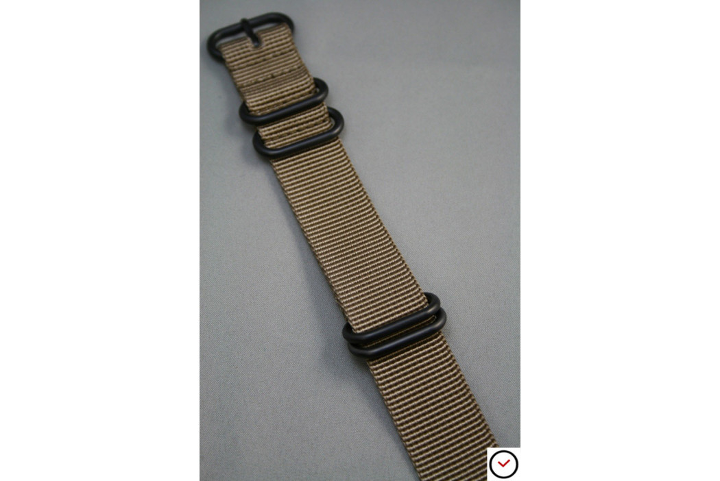 Bronze Brown NATO ZULU nylon strap, PVD buckle and loops (black)
