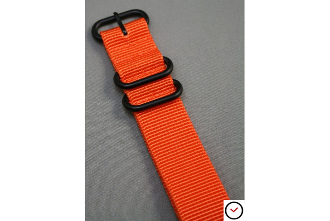 Bracelet nylon NATO ZULU Orange, boucle PVD (noire)