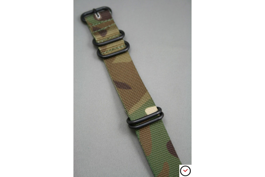 Bracelet nylon NATO ZULU Camouflage, boucle PVD (noire)