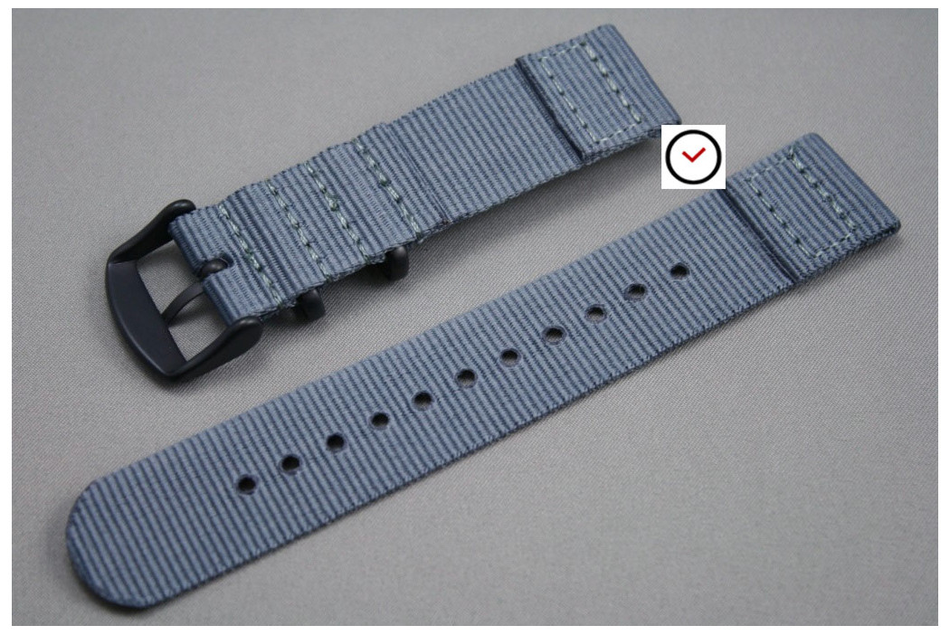 Grey 2 pieces NATO strap, PVD buckle and loops (black)