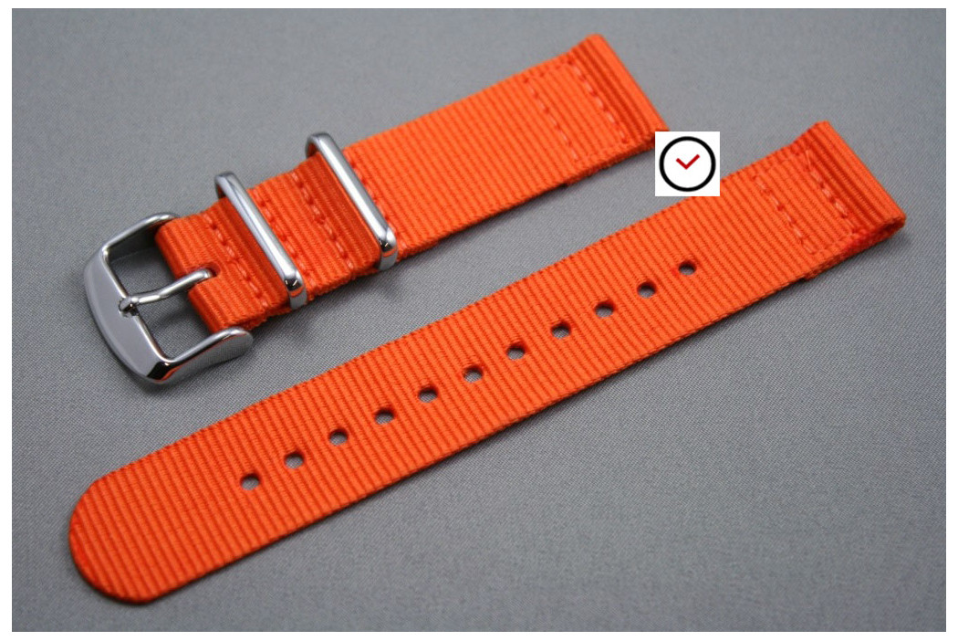 Bracelet montre NATO 2 pièces nylon Orange (idéal montre connectée)