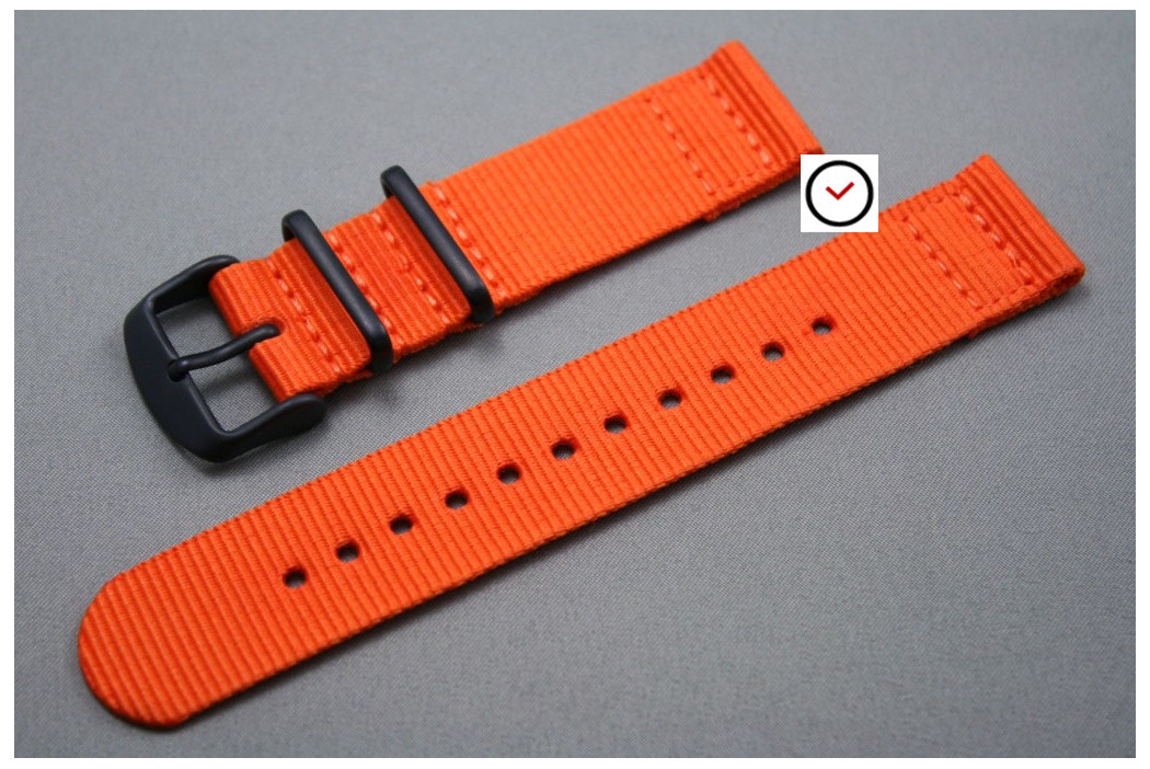 Orange 2 pieces NATO strap, PVD buckle and loops (black)