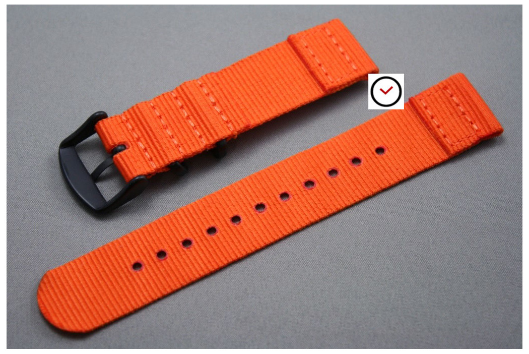 Orange 2 pieces NATO strap, PVD buckle and loops (black)