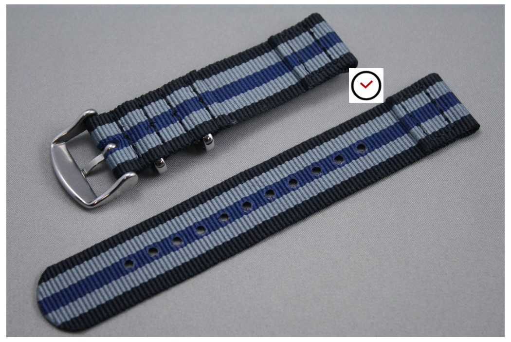 Black Grey Blue James Bond 2 pieces NATO strap (nylon)