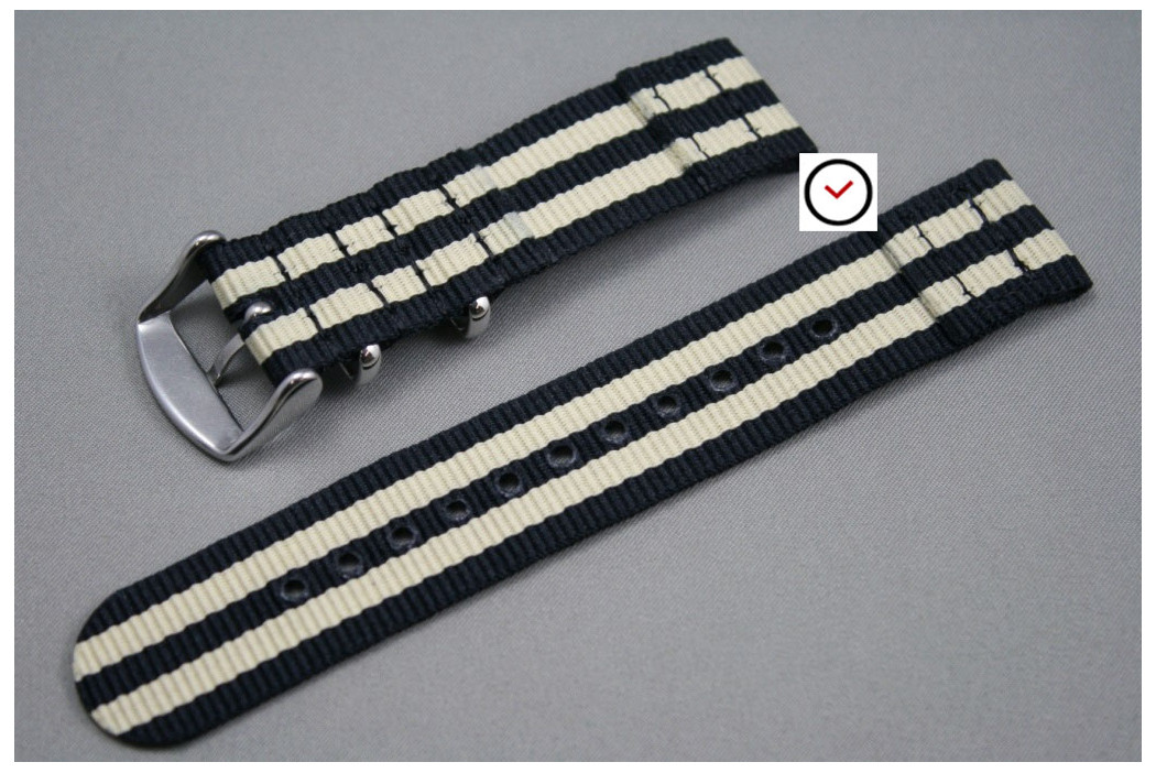 Bracelet montre NATO 2 pièces Bond Noir Beige Sable