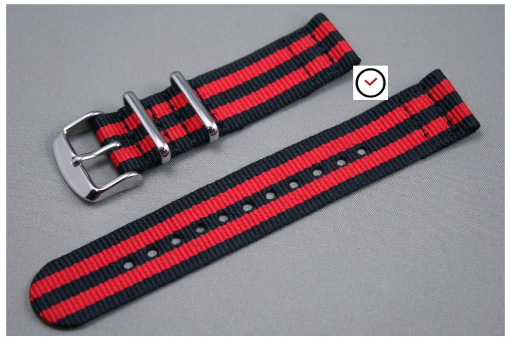Black Red James Bond 2 pieces NATO strap (nylon)