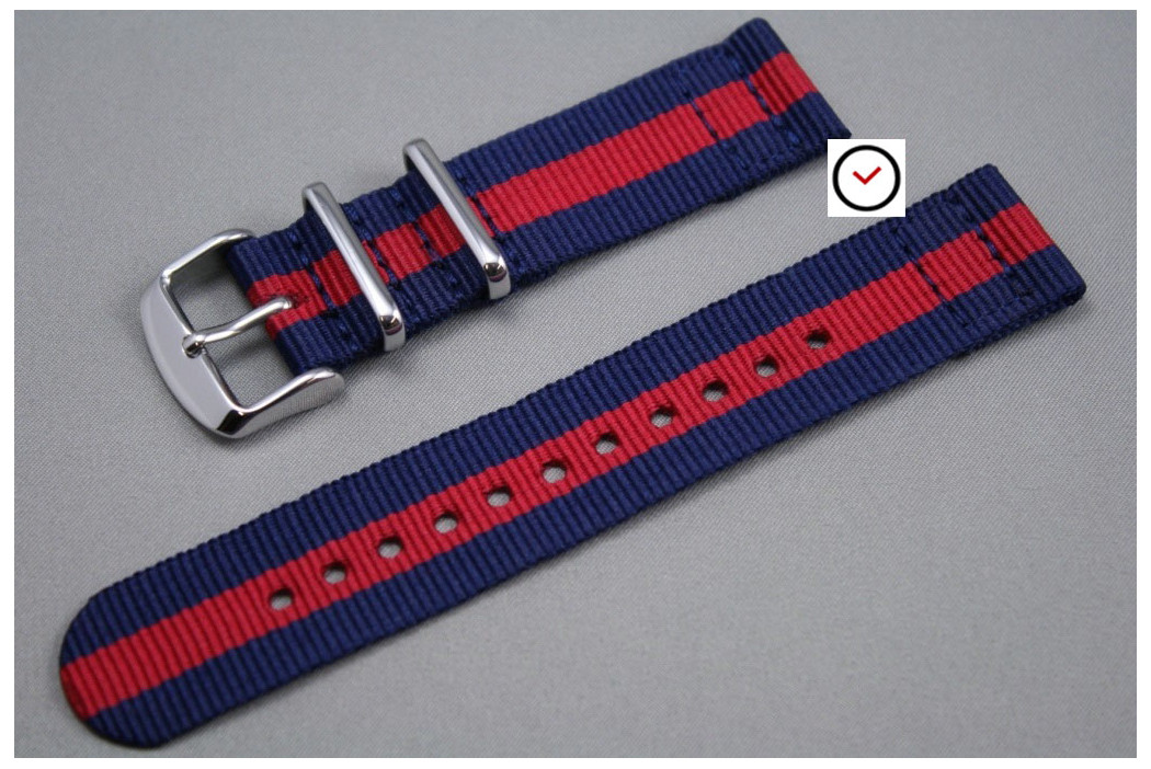 Navy Blue Red 2 pieces NATO strap (nylon)