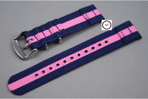 Navy Blue Pink 2 pieces NATO strap (nylon)