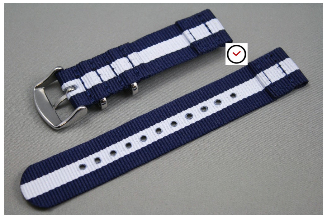 Navy Blue White 2 pieces NATO strap (nylon)