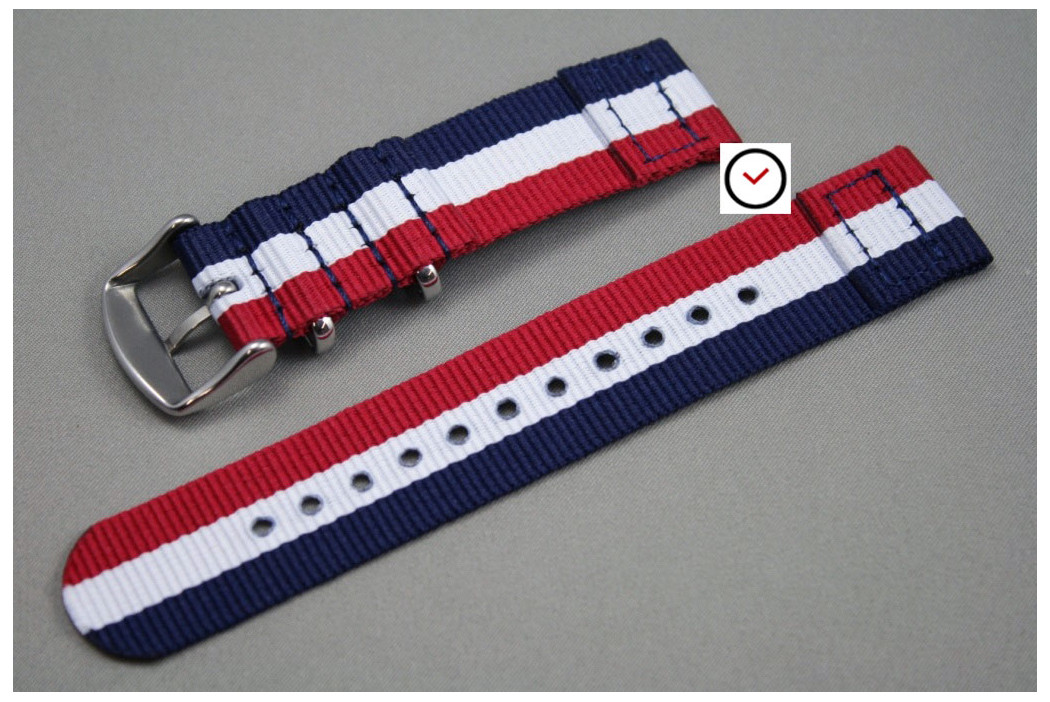 Blue White Red (French flag) 2 pieces NATO strap (nylon)
