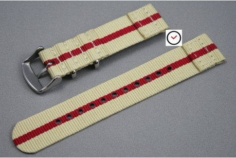 Sandy Beige Red 2 pieces NATO strap (nylon)