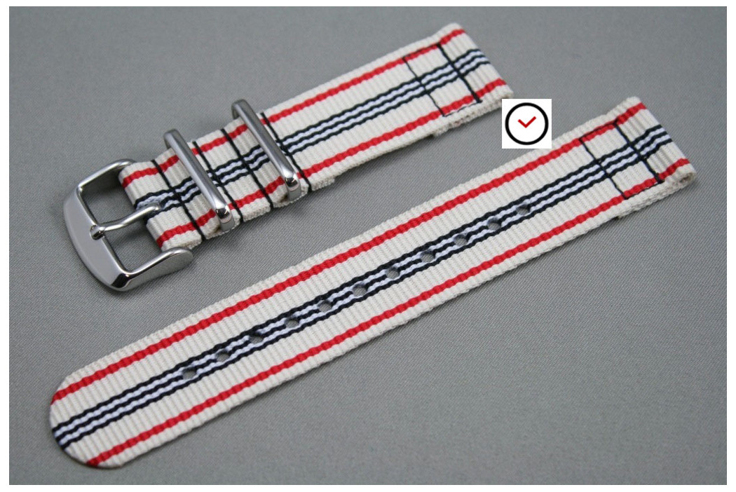 White Red Black 2 pieces NATO strap (nylon)