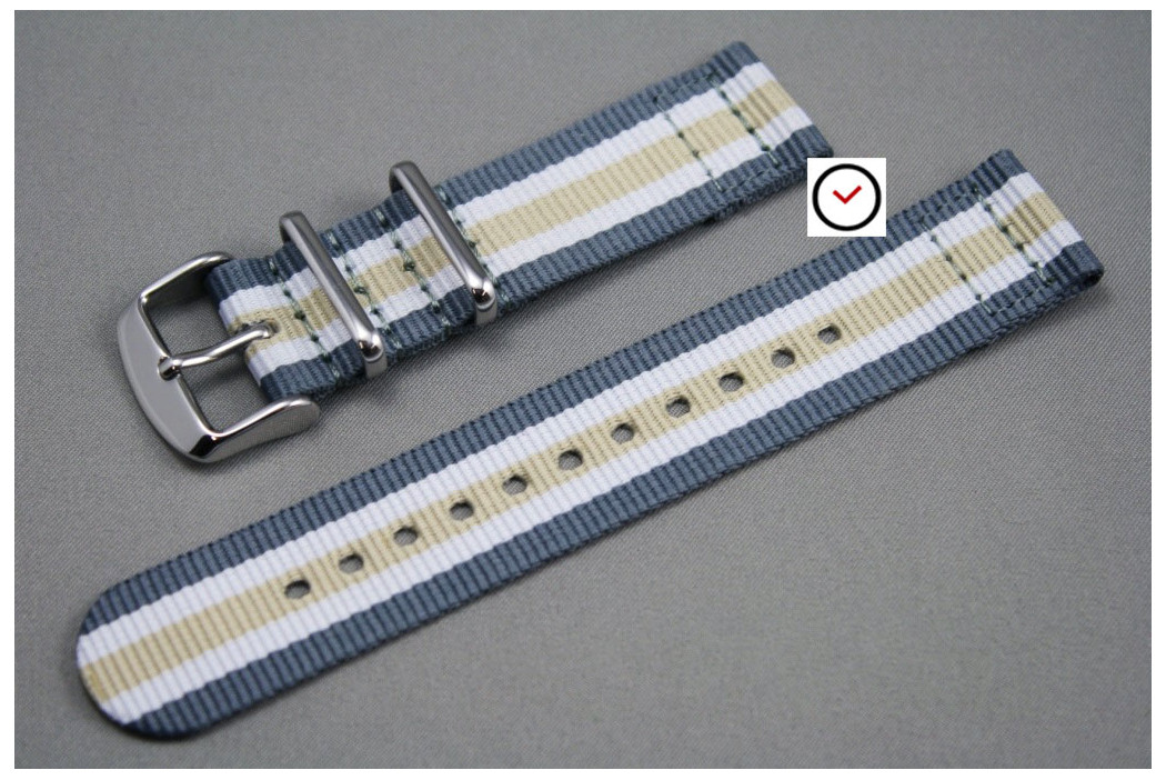 Bracelet montre NATO 2 pièces Gris Blanc Beige Sable