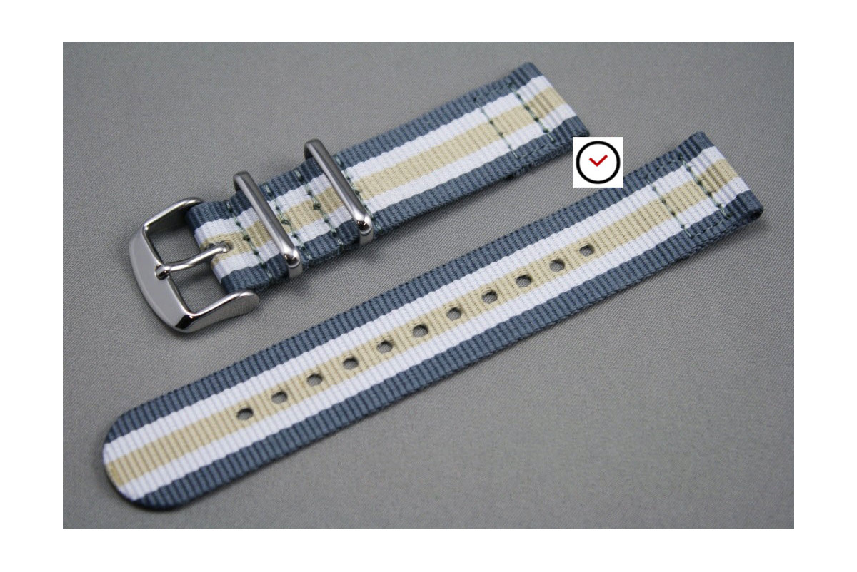 Grey White Sandy Beige 2 pieces NATO watch strap (nylon)