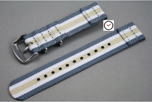 Grey White Sandy Beige 2 pieces NATO watch strap (nylon)
