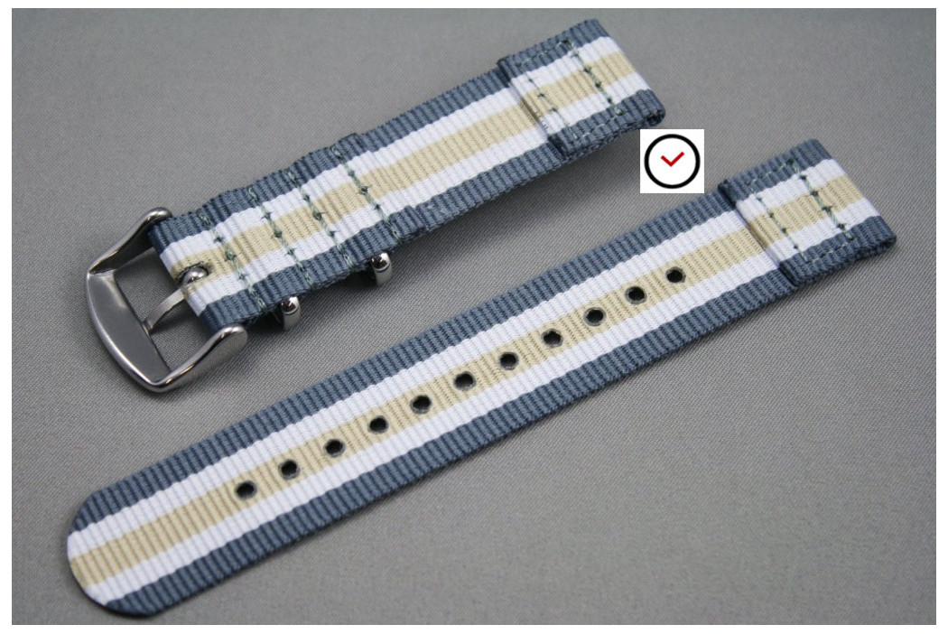 Bracelet montre NATO 2 pièces Gris Blanc Beige Sable