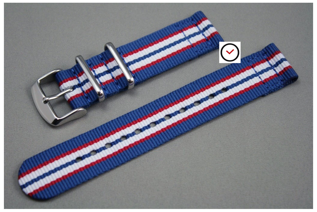 Blue Red White 2 pieces NATO watch strap (nylon)