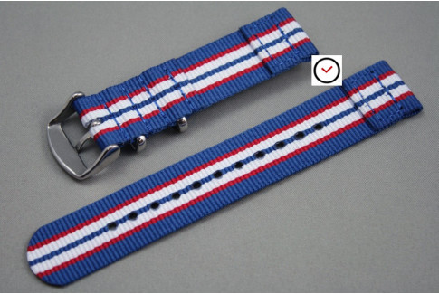Blue Red White 2 pieces NATO watch strap (nylon)