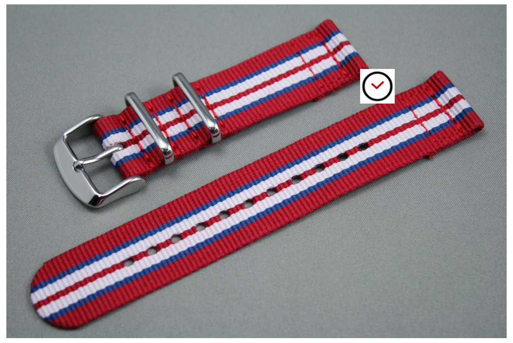 Bracelet montre NATO 2 pièces Rouge Bleu Blanc