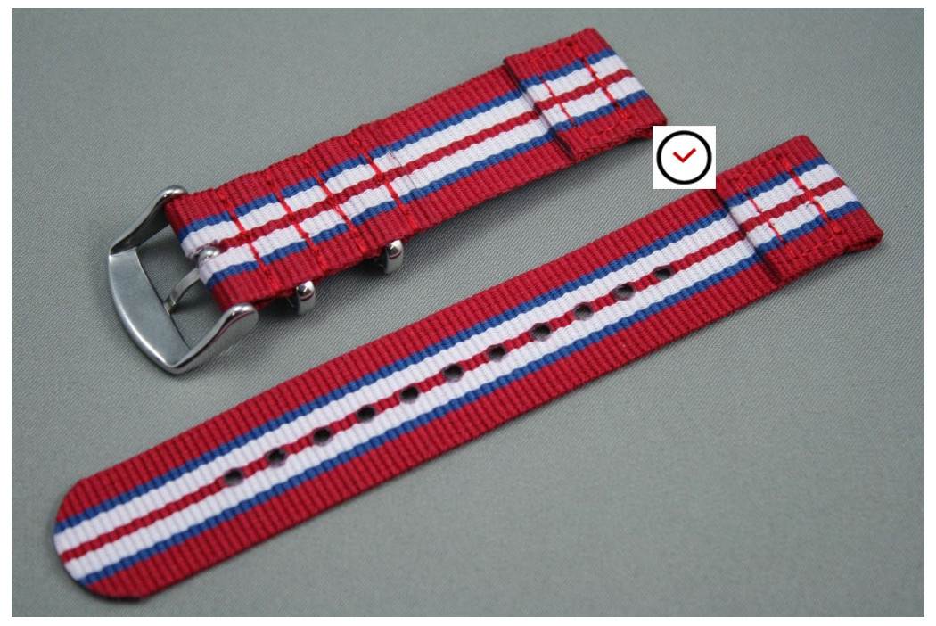 Red Blue White 2 pieces NATO watch strap (nylon)
