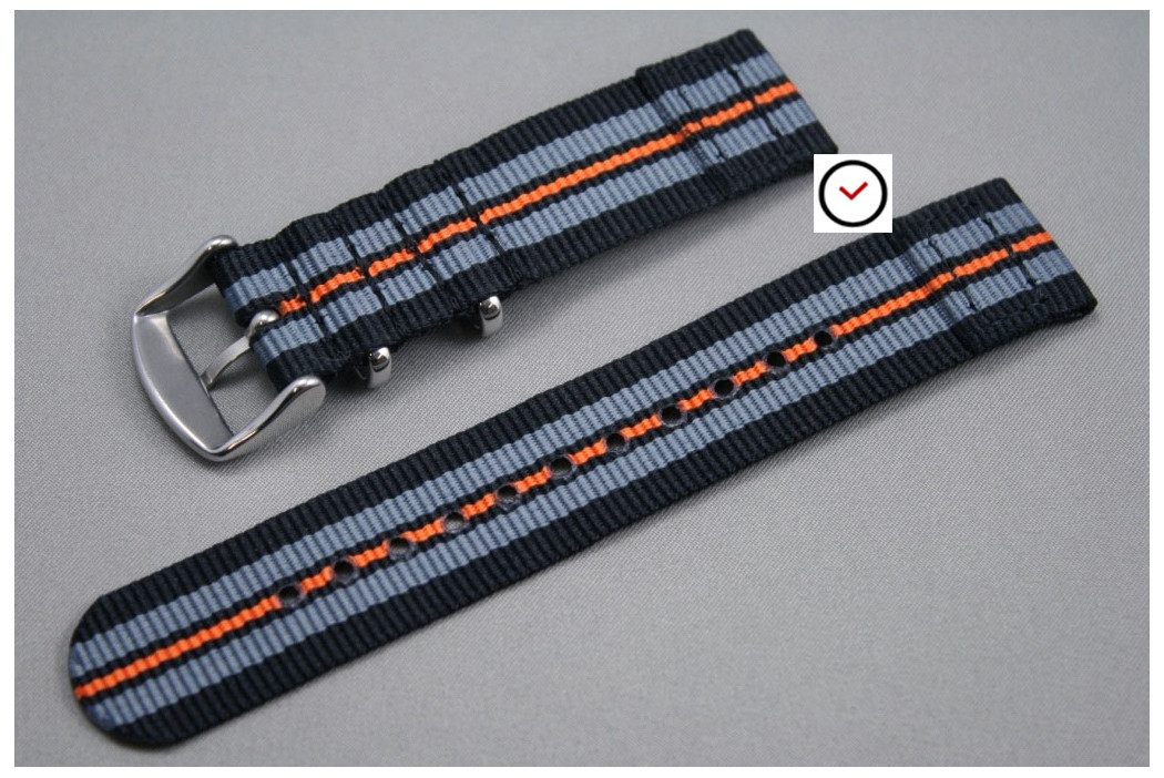 Black Grey Orange 2 pieces NATO strap (nylon)